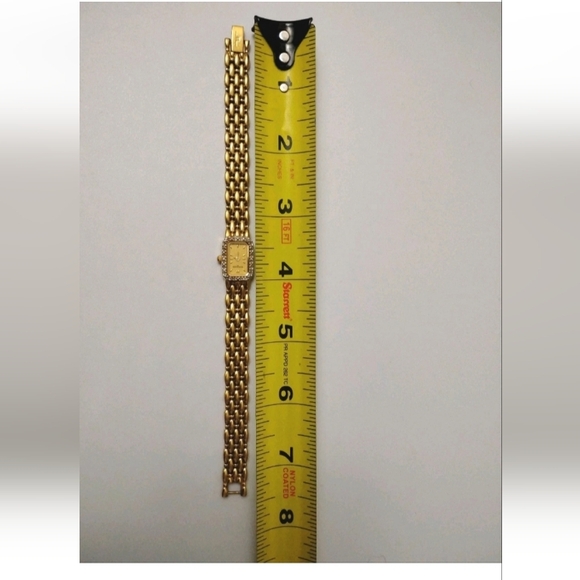 Wittnauer Tank Watch Women 13mm Gold Dial Gold Tone Crystal Bezel New Battery - Picture 7 of 7